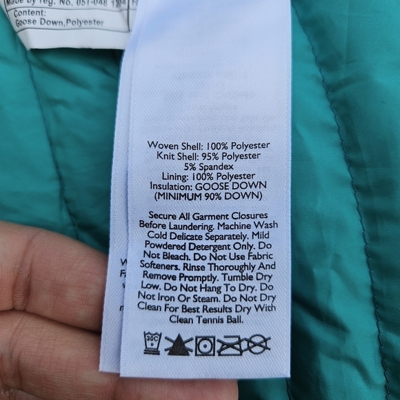 Eddie Bauer teal stormdown 800 mid-length down hooded lightweight coat XS - Picture 12 of 13